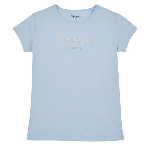 Pepe jeans - HANA GLITTER S/S N - Bleu clair