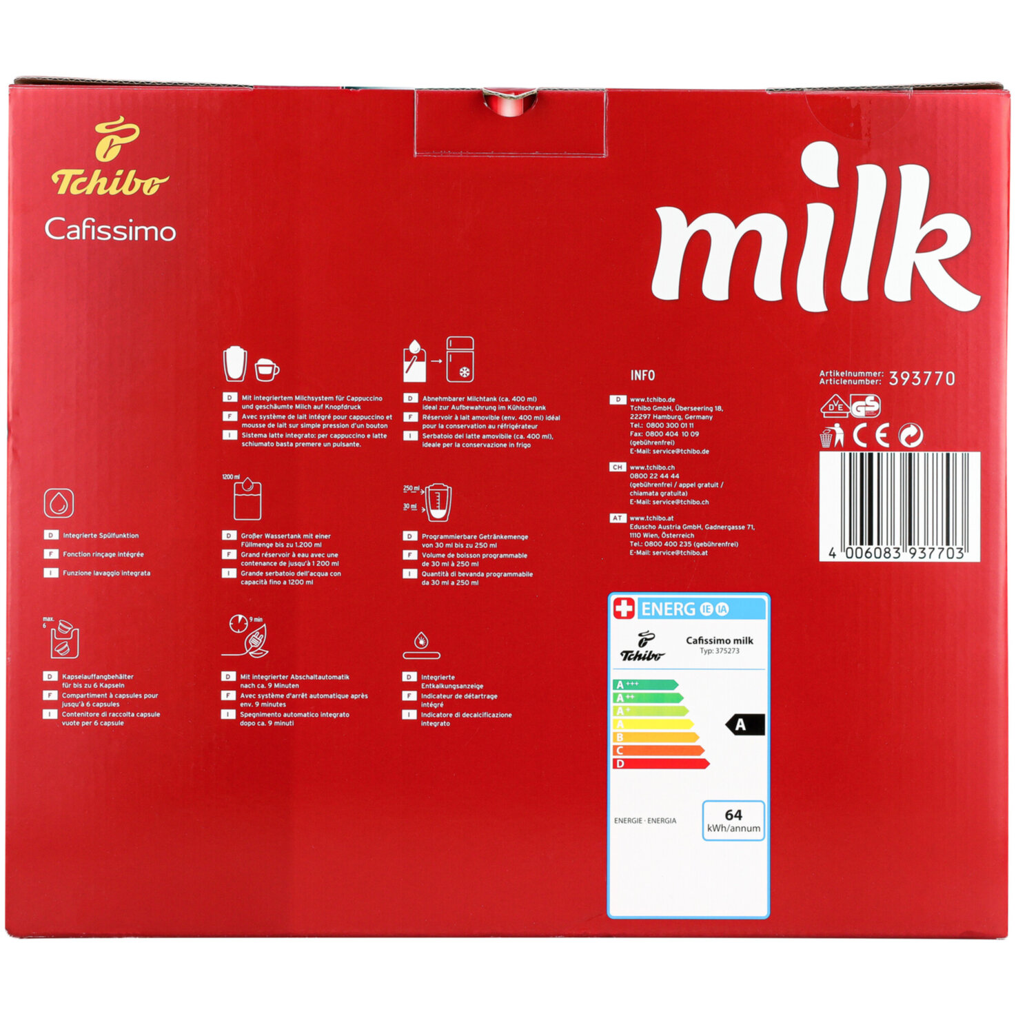 Tchibo Kaffeemaschine Cafissimo milk rot