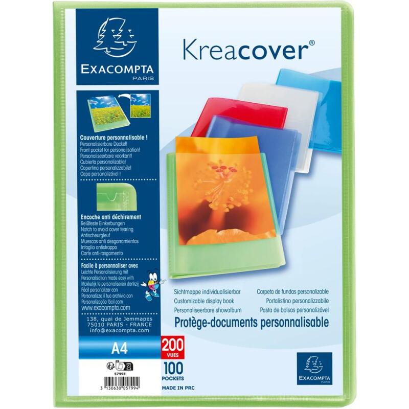 Protège-documents polypropylène semi-rigide KreaCover® Chromaline 100 pochettes - 200 vues - A4