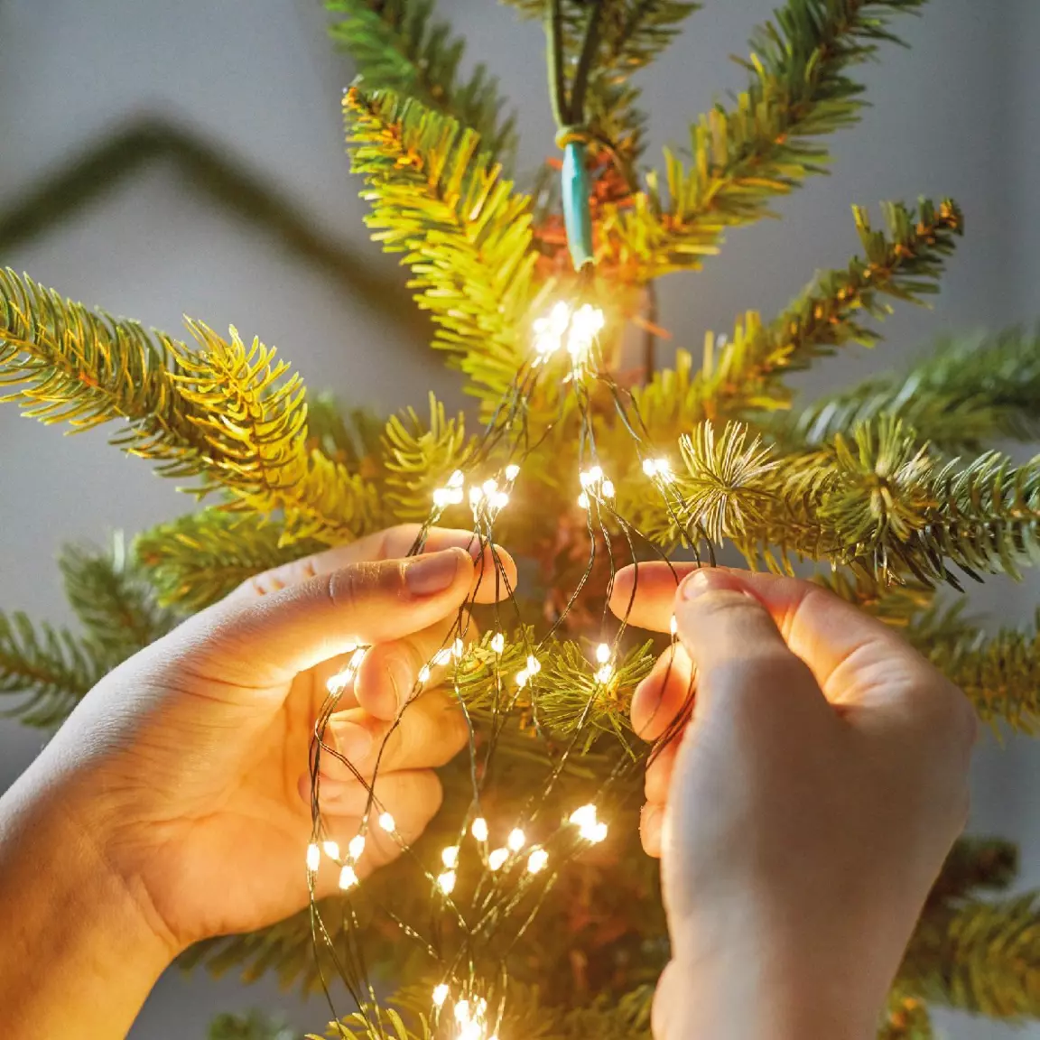 Rideau pour sapin H2,10 m 672 Micro LED Flashing light Blanc chaud