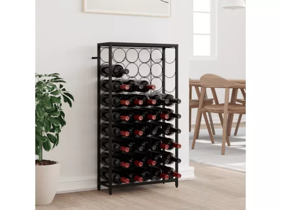 Casier à bouteilles de 45 bouteilles noir 54x18x100cm fer forgé
