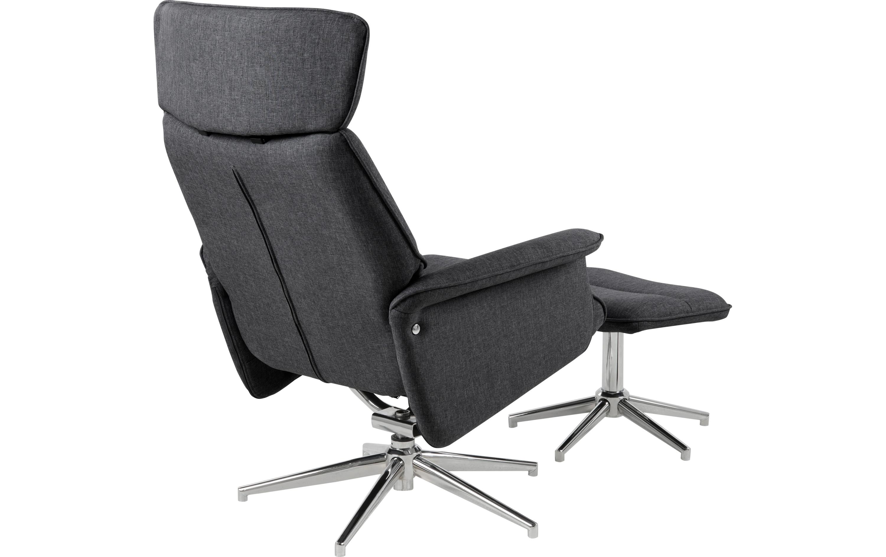 Sessel Alura Polyurethan (PU)/Stahl, Dunkelgrau<br>Relaxsessel mit Hocker
