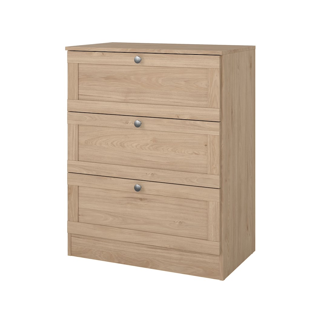 Billund KOMMODE MED 3 SKUFFER Billund Kommode 3 rammeskuffer Jackson Hickory Jackson Hickory