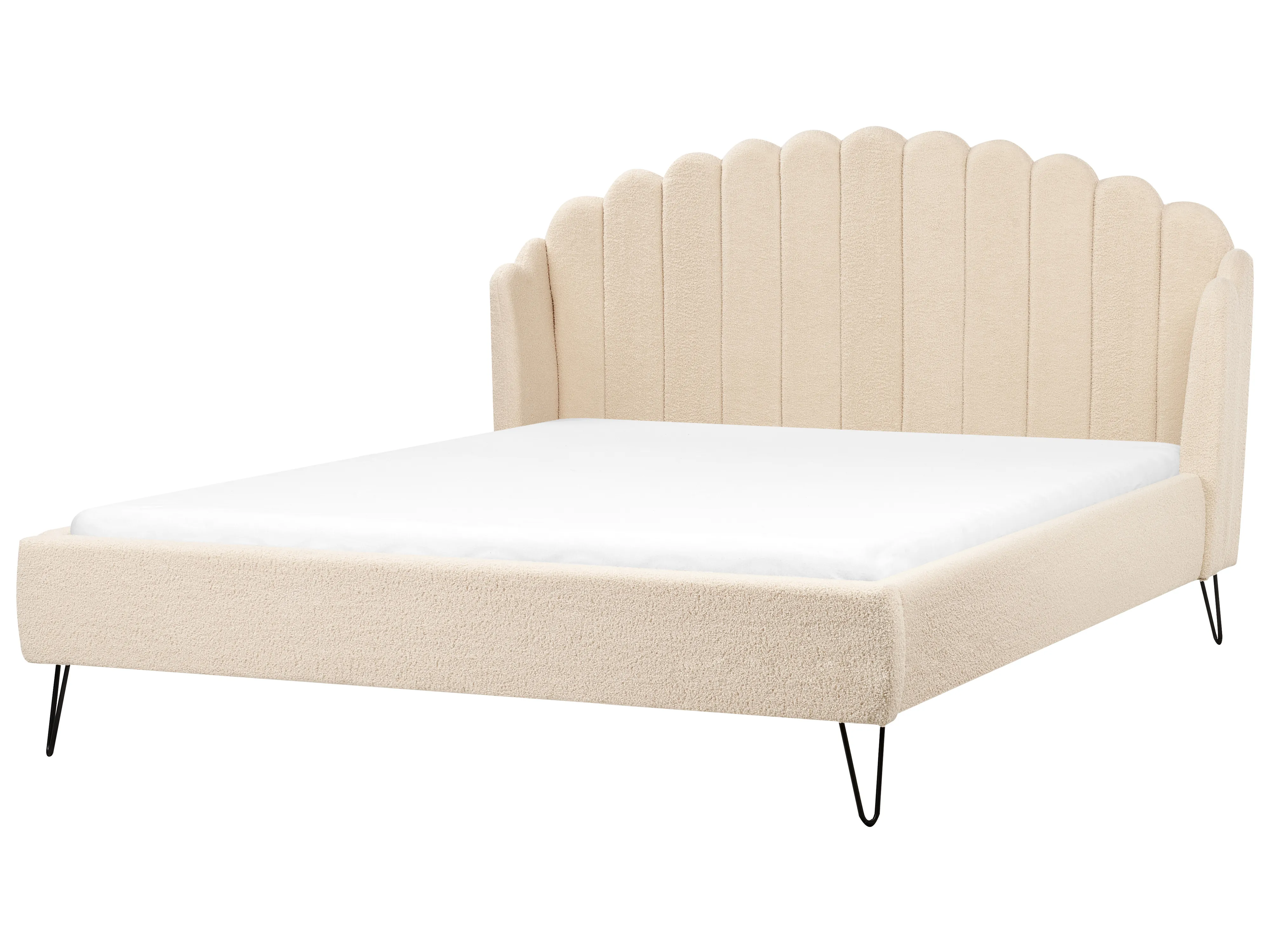 Bed Bouclé AMBILLOU 180 x 200 cm Beige