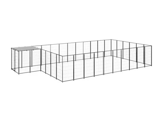 Chenil extérieur cage enclos noire 660 x 330 x 110 cm 02_0000503