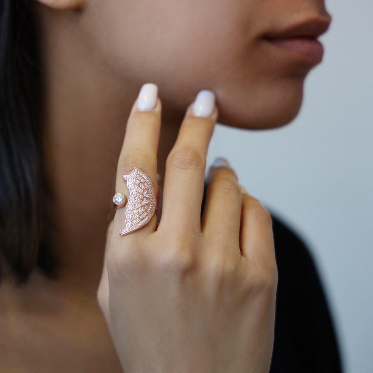 Bague Argent Aile De Papillon Rose