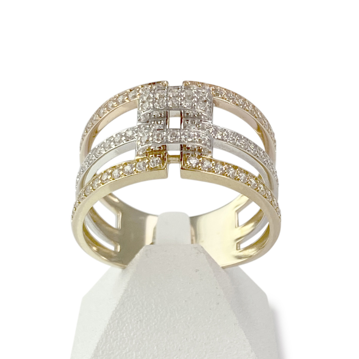Bague d'occasion or 375 3 tons zirconias