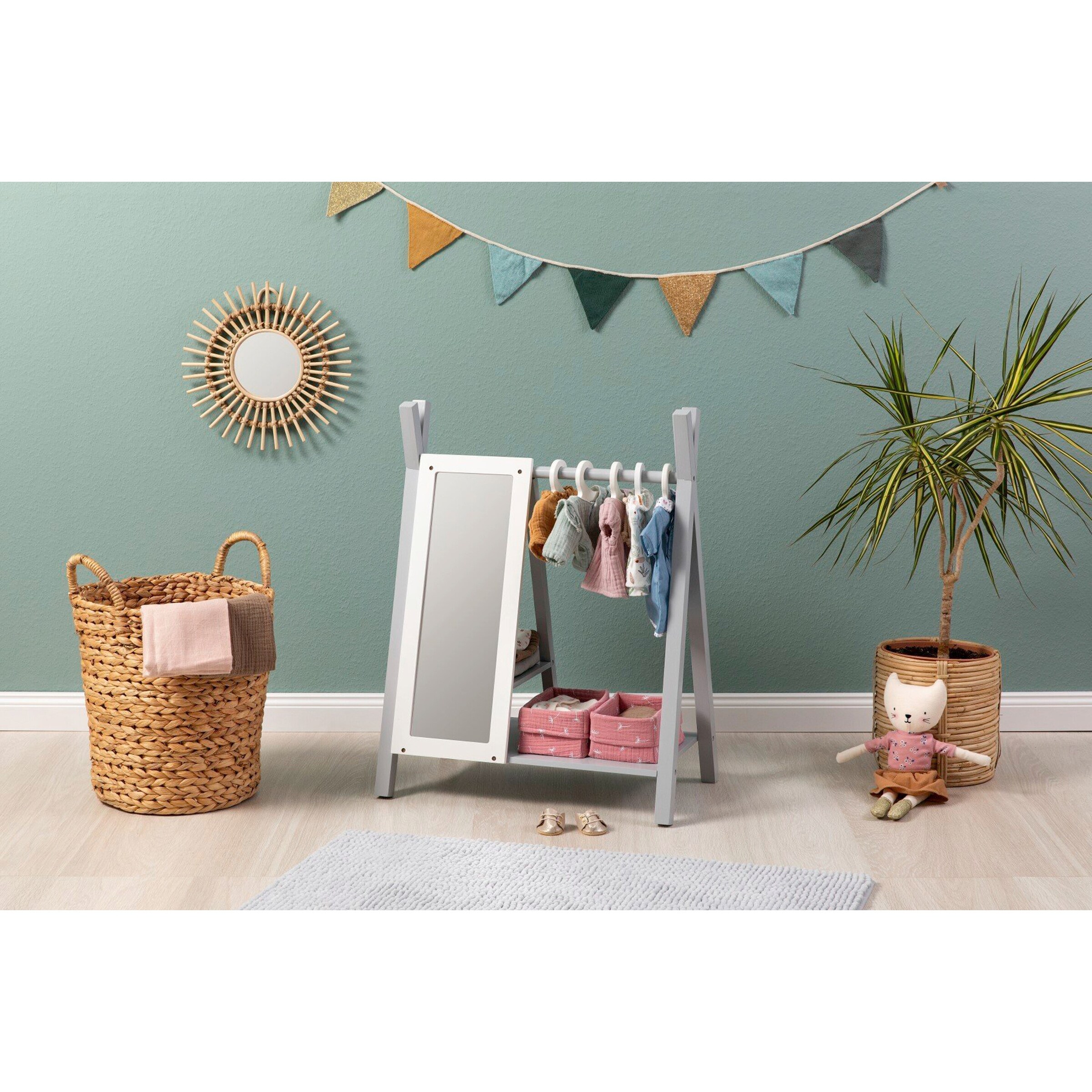 MUSTERKIND Puppen-Garderobe Viola grau/weiß