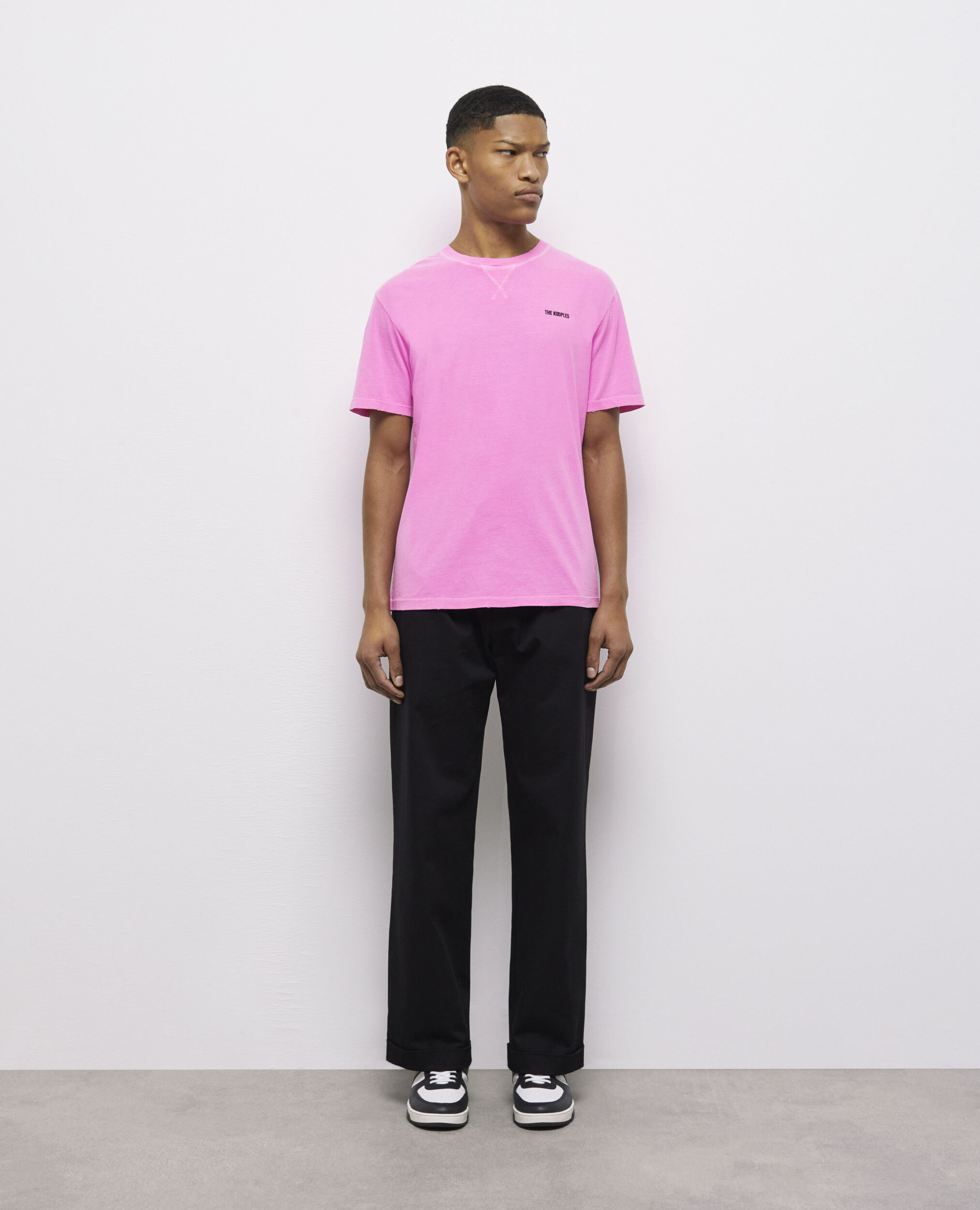 T-shirt rose fluo avec logo