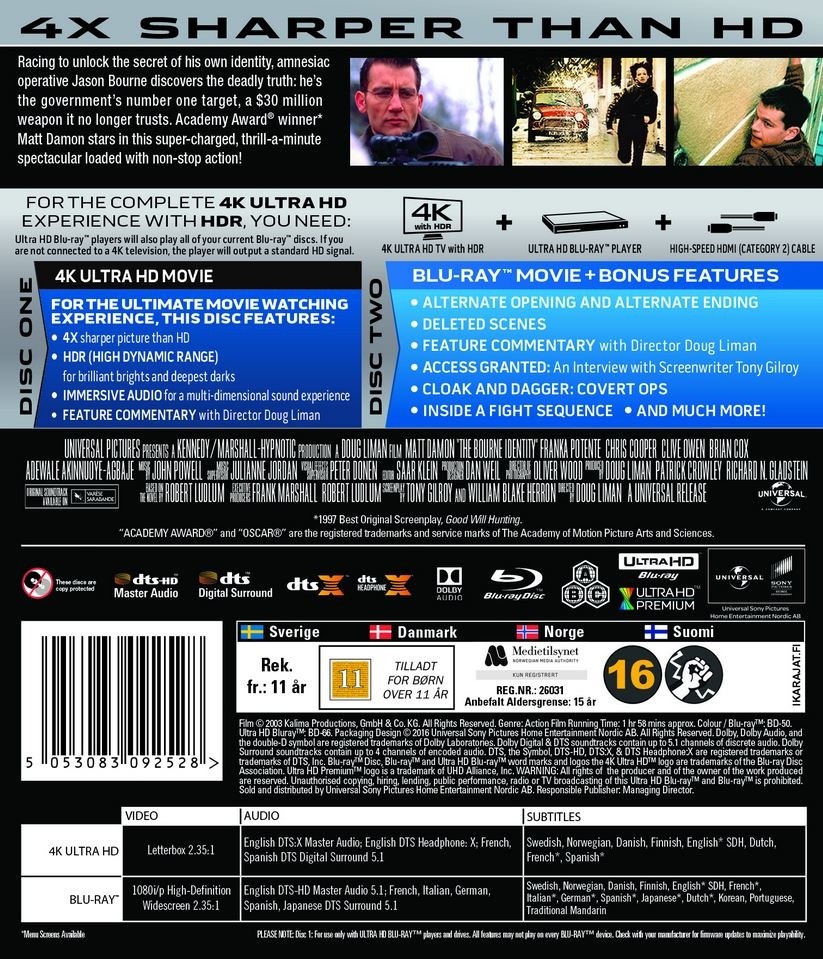The Bourne Identity (4K Blu-Ray)