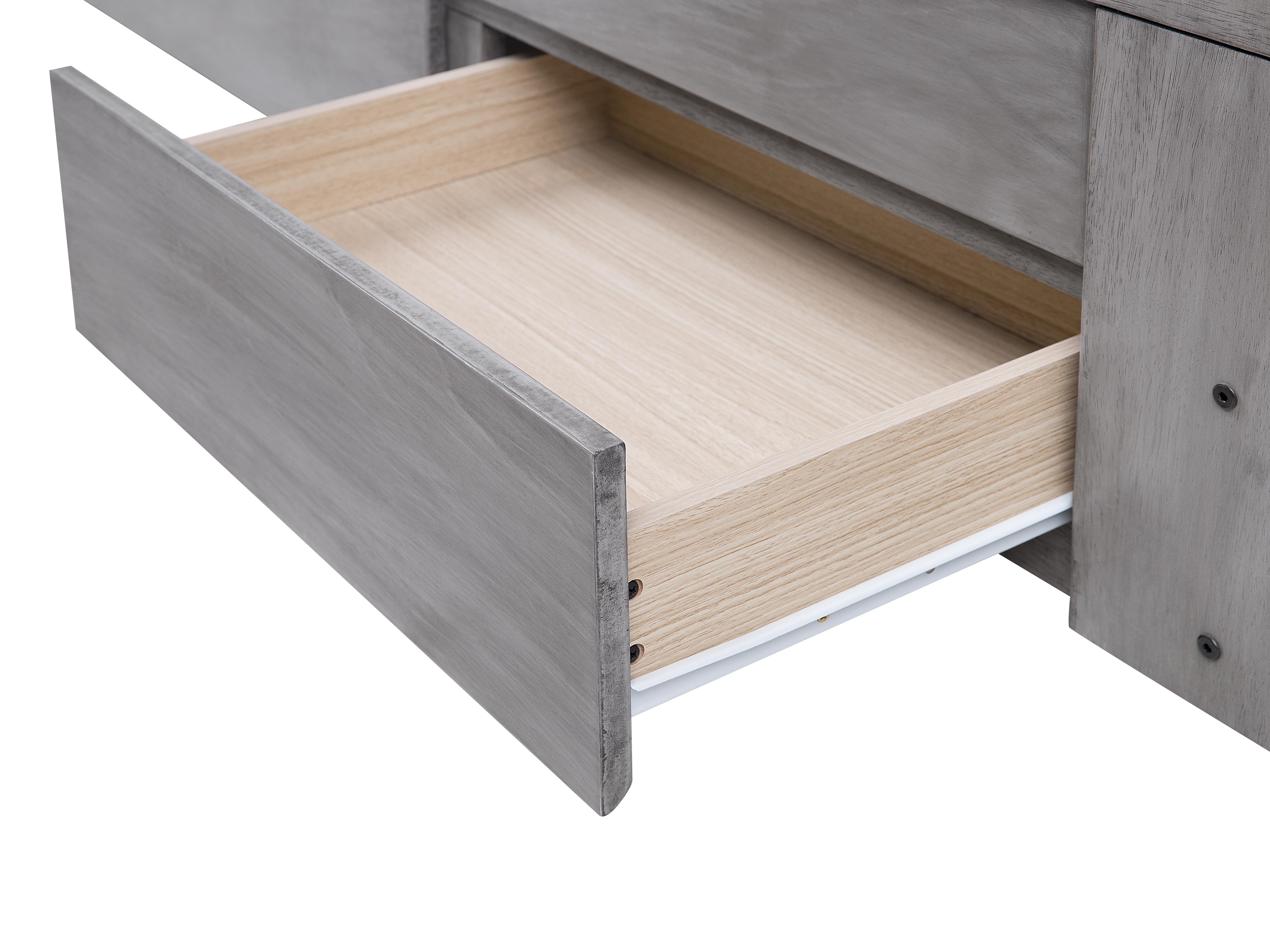 Bed met opbergladen Hout CAHORS 90 x 200 cm Grijs