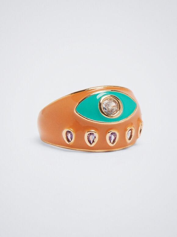 Anel esmaltado com Circonitas - Multicor