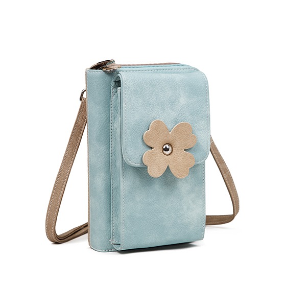 Hi-di-Hi Flying Flower Crossbody Bag/ Wallet/ Phone Bag Blue