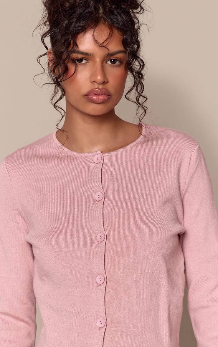 Rose Cardigan Sans Col En Maille Compacte