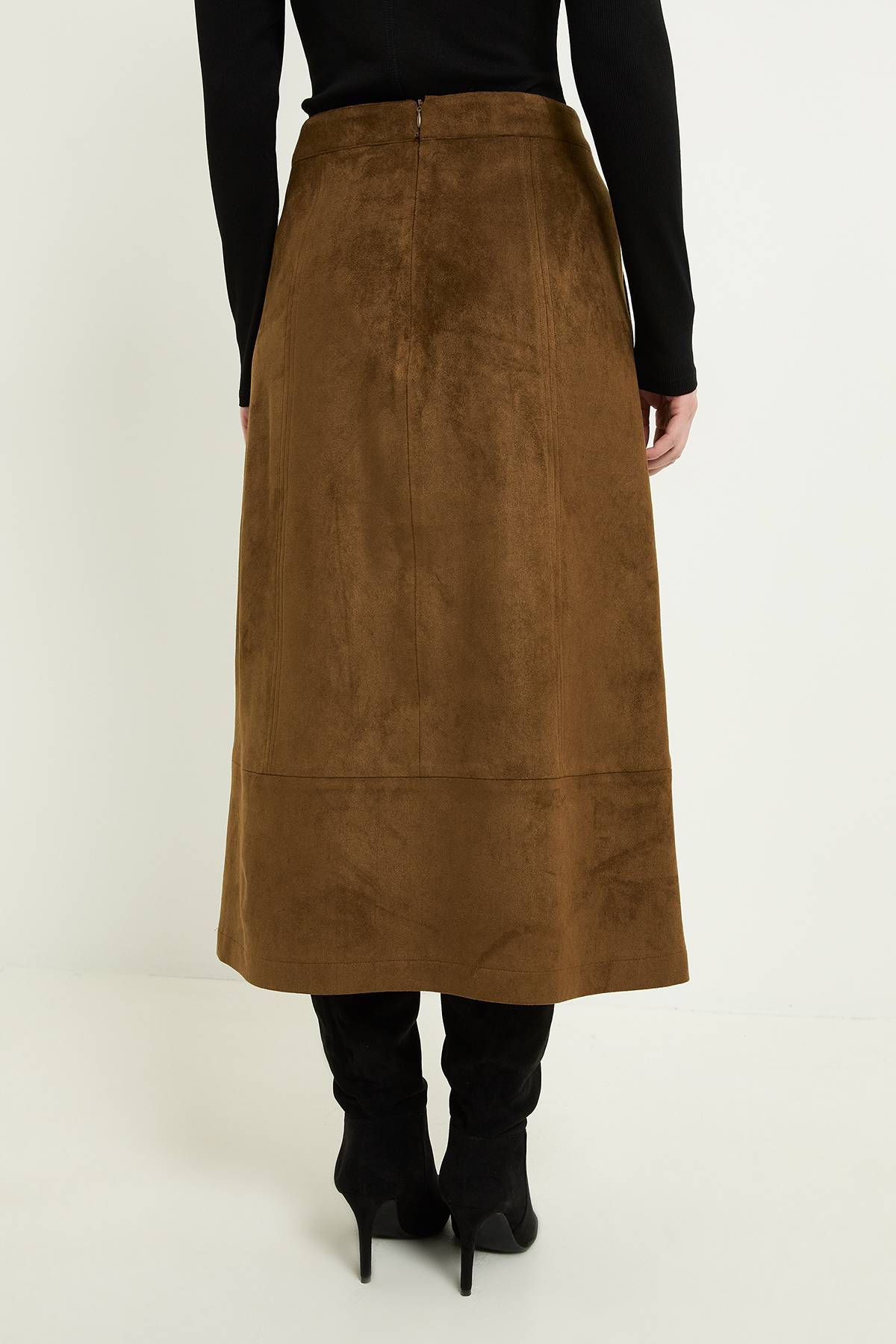 Wallis Jupe Midi En Synthétique Avec Détails De Coutures