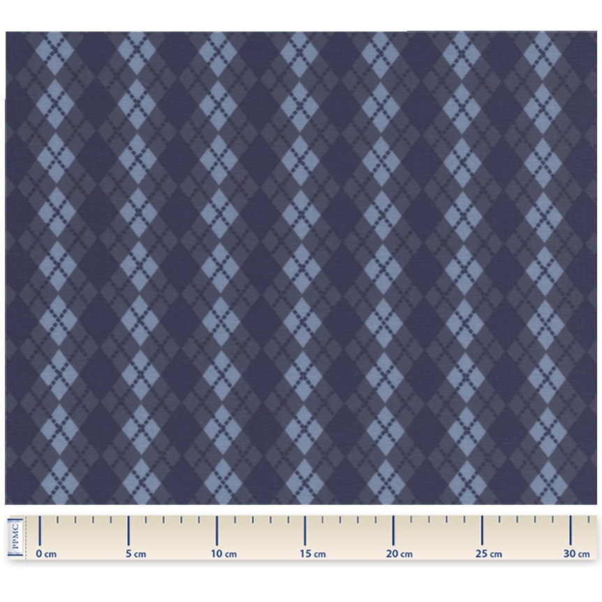 Tissu Jersey Argyle Bleu