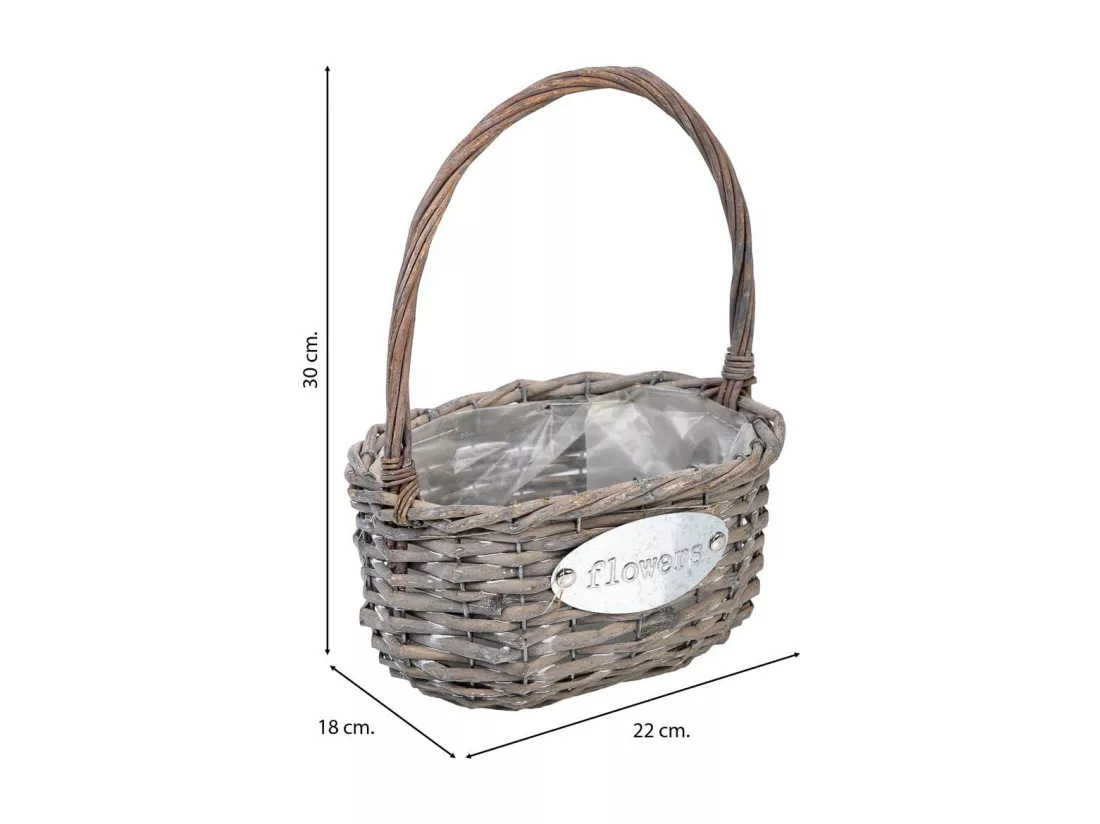 Panier en osier blanc 22x18x30h