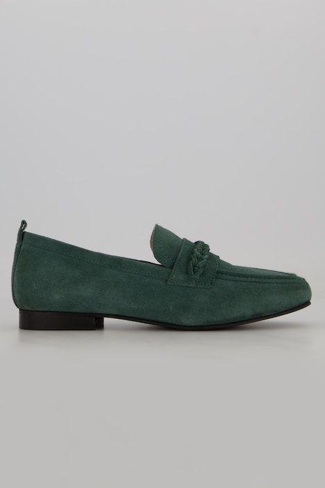 Leder-Loafer, Flechtriemen, Wechselfußbett, Weite H
