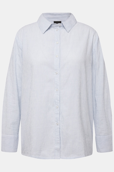 Bluse, Streifen, Hemdkragen, Langarm