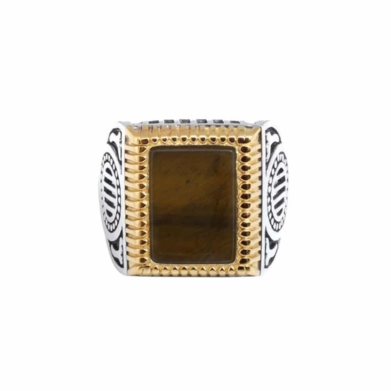 Chevalière Homme Argent Rock Love oeil De Tigre