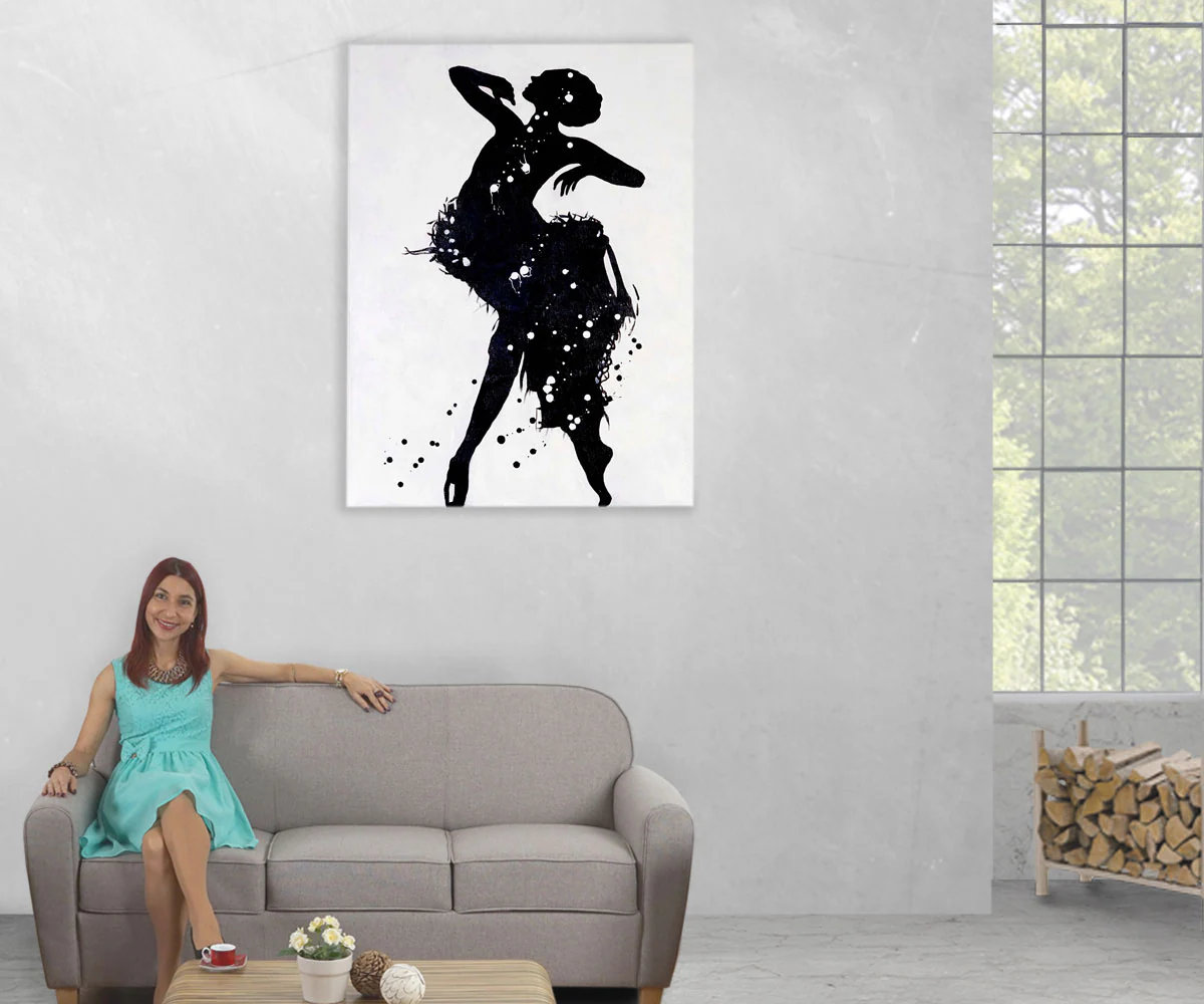 Wandbild Tänzerin, 100% handgemaltes Ölgemälde Gemälde XL, 120x90cm