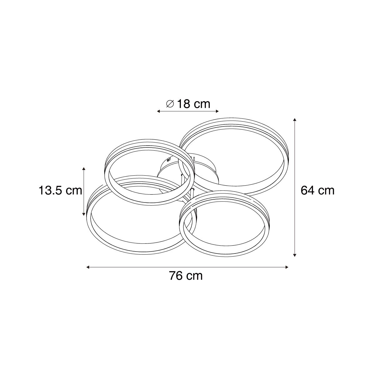 Plafondlamp hout incl. LED 3-staps dimbaar 4-lichts - Navara