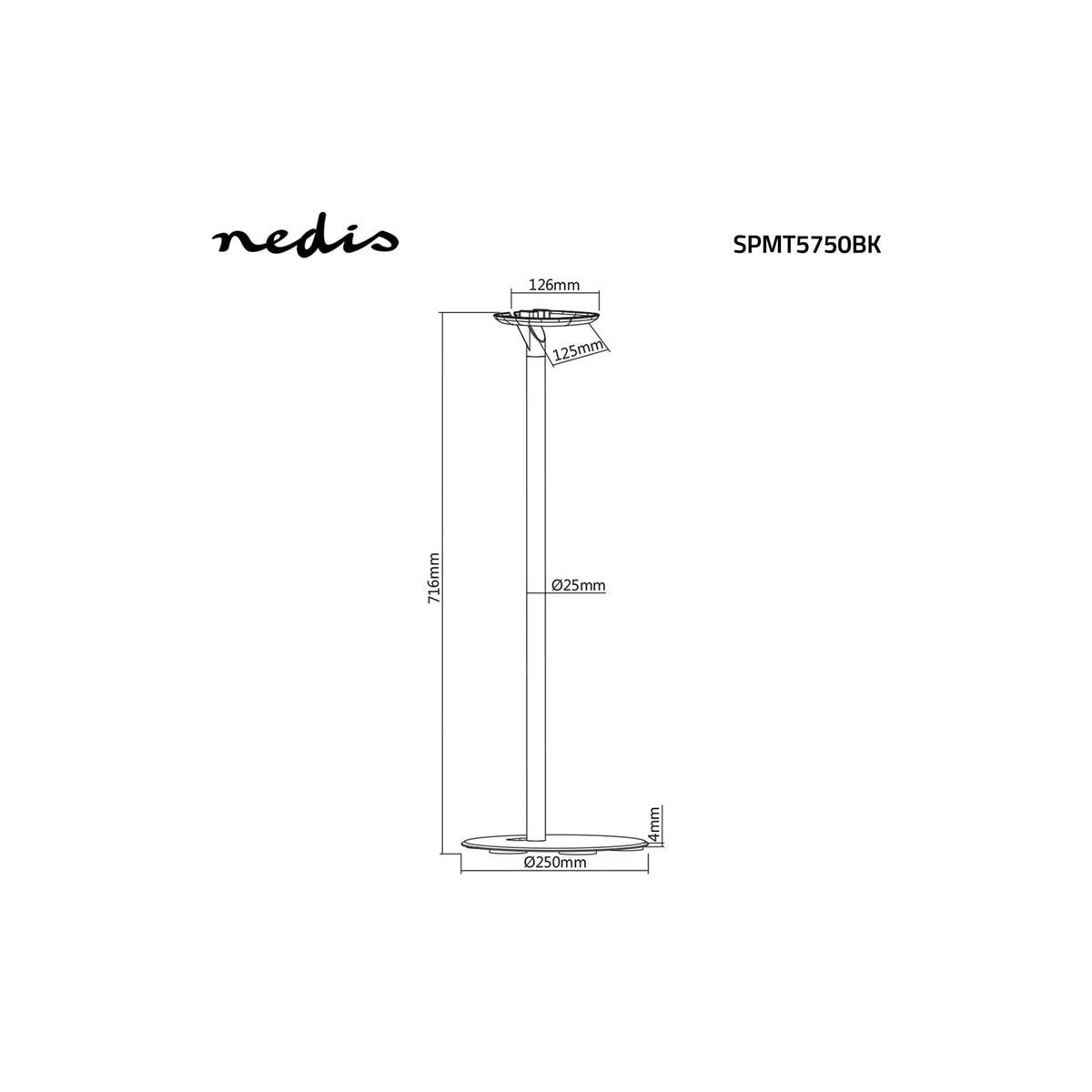 Nedis Speaker Mount | Kompatibel med: Sonos® One SL™ / Sonos® One™ / Sonos® PLAY:1™ | Gulv | 3 kg | Fort | ABS / Stål | Sort