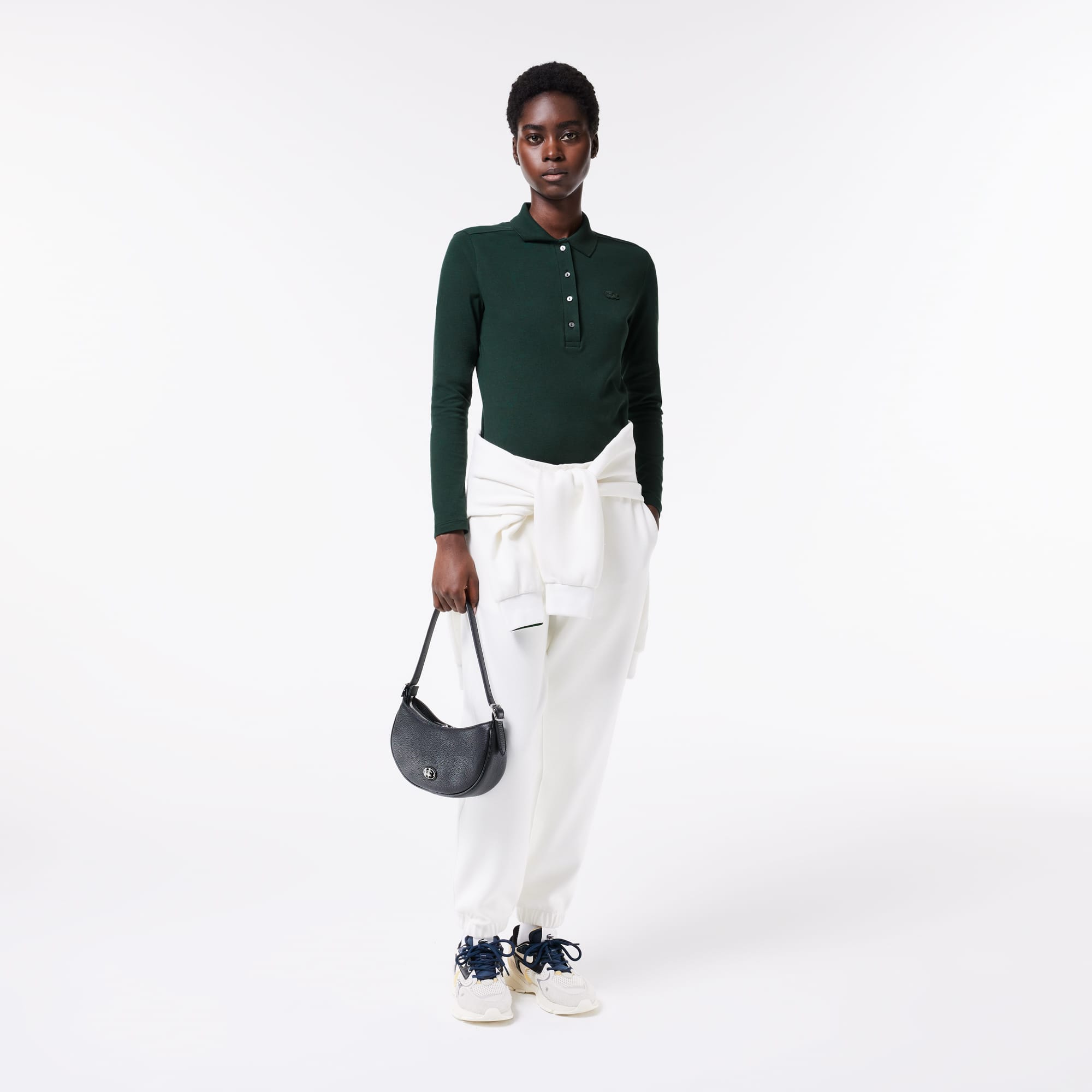 Polo Lacoste slim fit à manches longues en piqué stretch Manches Longues - Vert - Lacoste - Femme