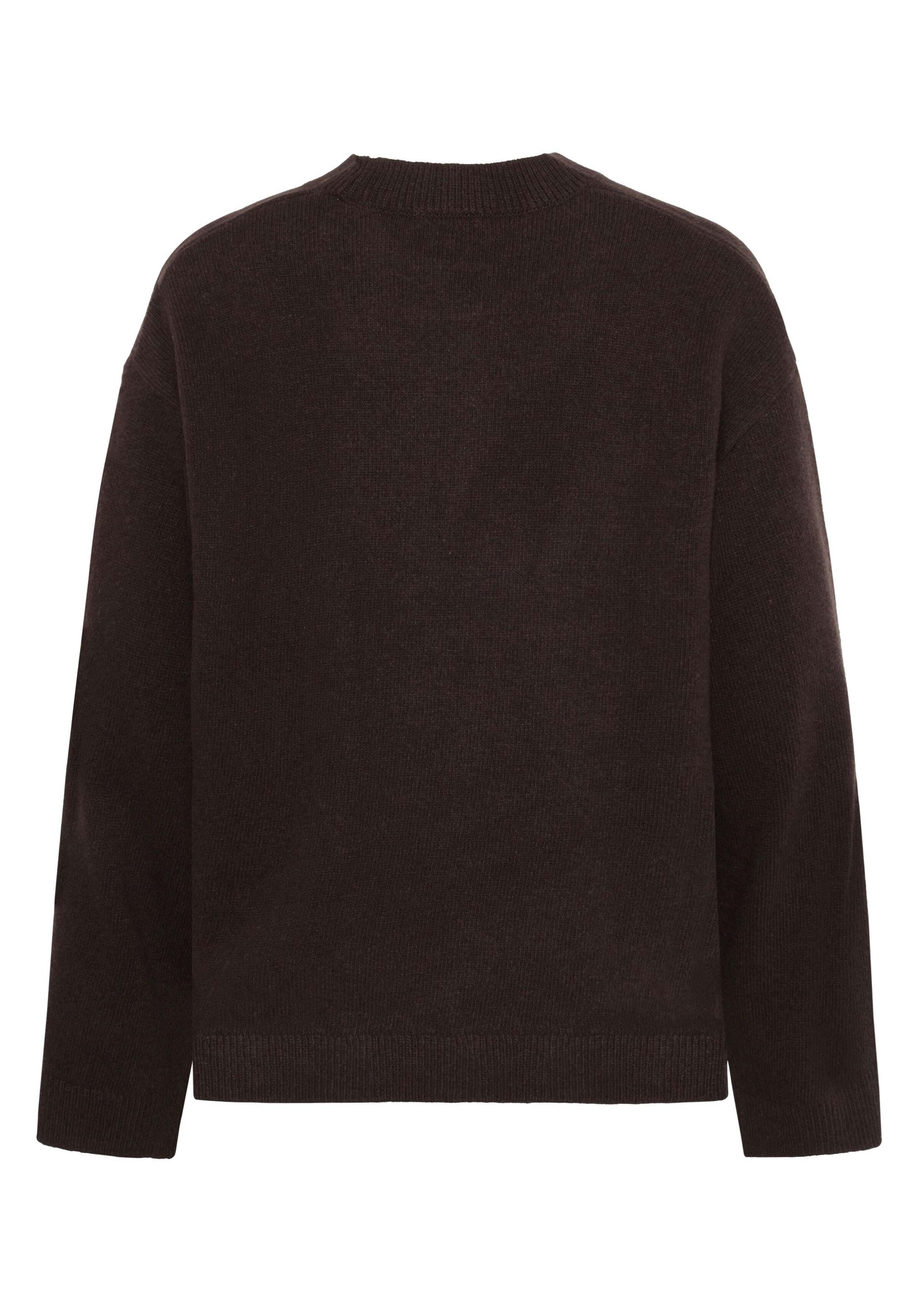 Knowledge Cotton Apparel Strickpullover Lambswool Crew Neck Knit Chocolate Torte