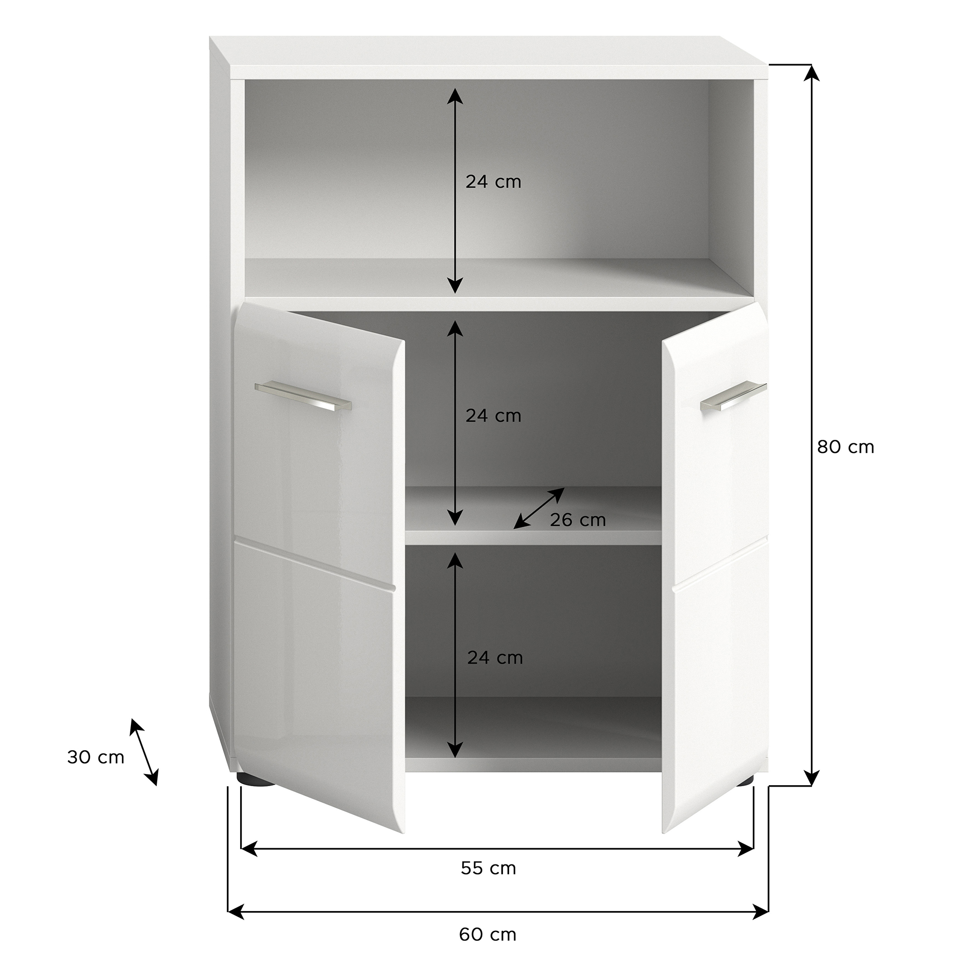 Standschrank ICE - weiß Hochglanz - 60 cm breit