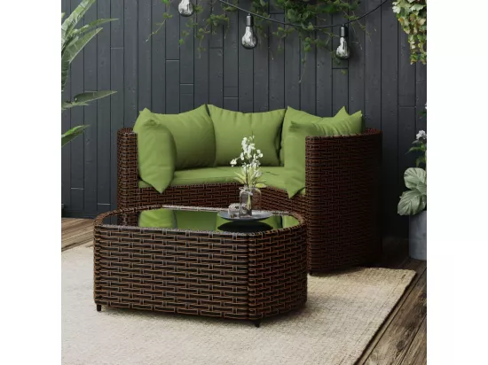 Salon de jardin 4 pièces avec coussins Marron Résine tressée