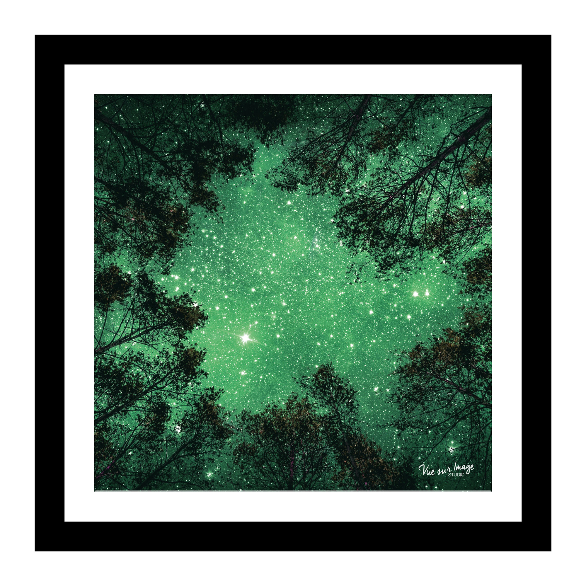 TABLEAU 25X25CM BAGUETTE NOIRE MAT CIEL ETOILE