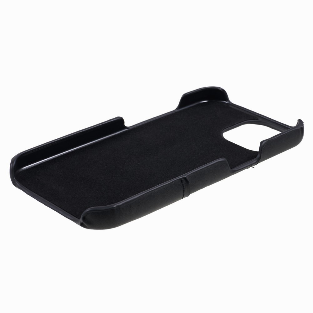 iPhone 15 Leder Hülle Snap Case   Kartenfach - Schwarz