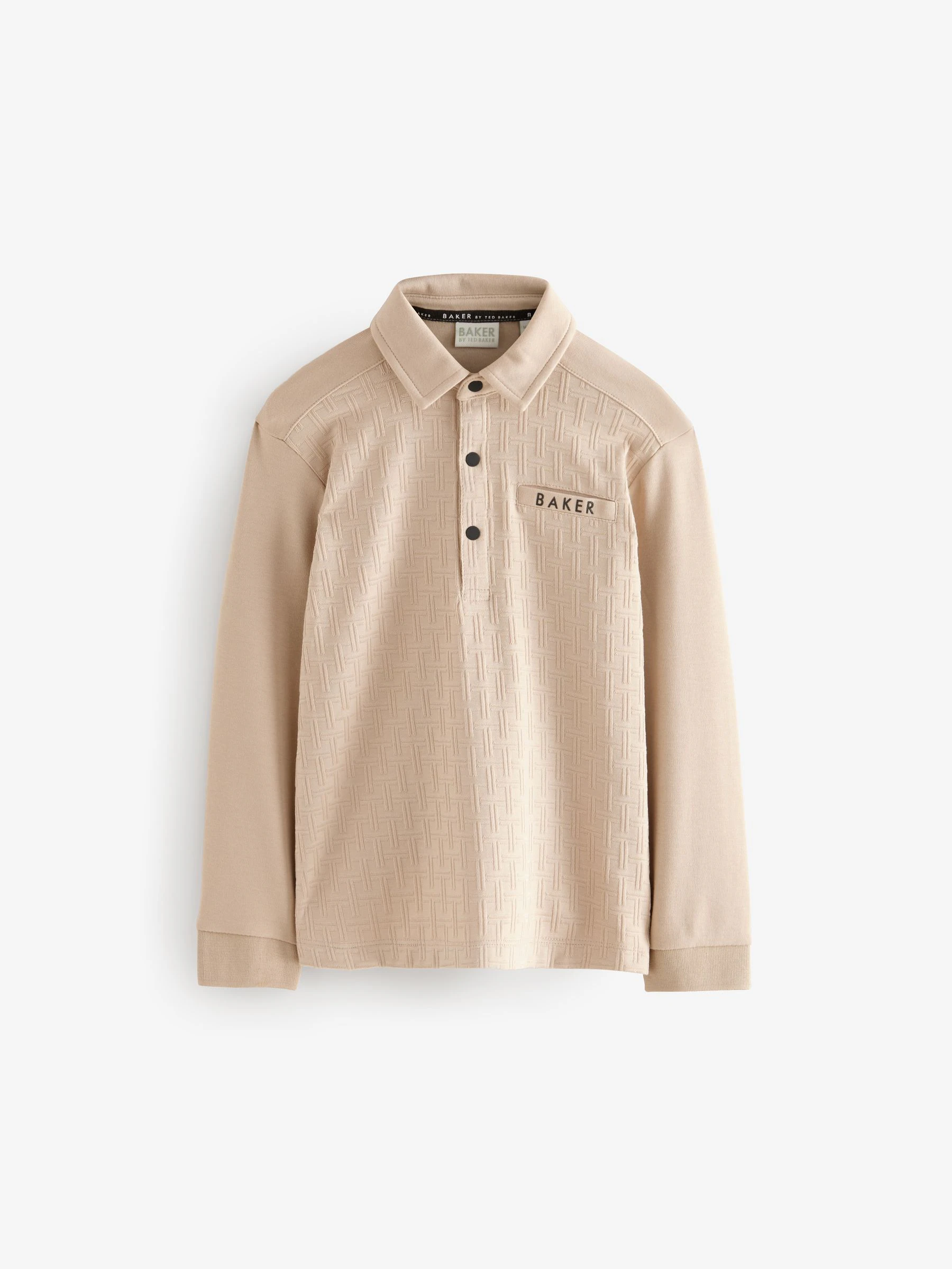 Pastelgeel - Baker by Ted Baker set van 100% katoenen poloshirt en broek met textuur