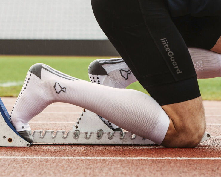 Liiteguard Shin-Tech Grip løbestrømper Hvid