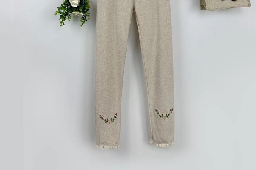 Santeh - Cropped legging met geborduurde bloemen