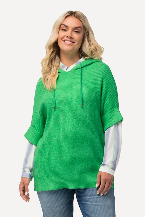 Pullover, Kapuze, Oversized, Halbarm, Fancystrick