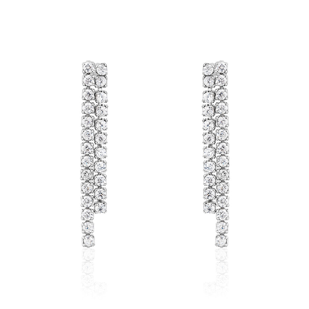 Boucles D'oreilles Pendantes Louann Argent Blanc Oxyde De Zirconium