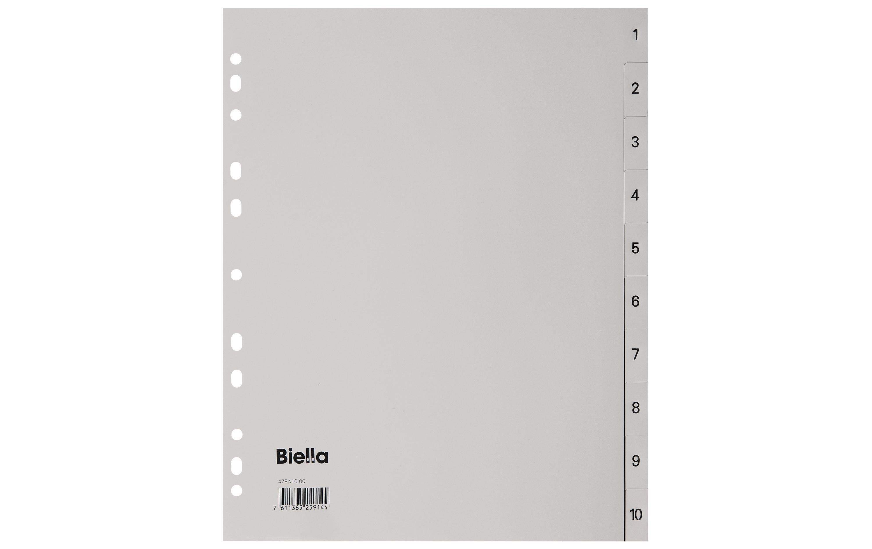 Register A4 1-10Register aus Kunststoff in Überbreite