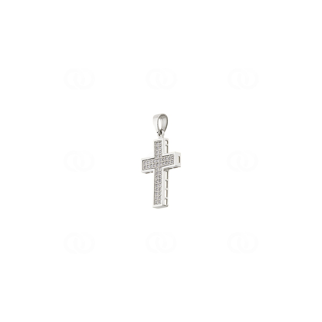 Kreuzanhänger 750/18 K Weissgold mit Diamanten 0.18 ct H/si