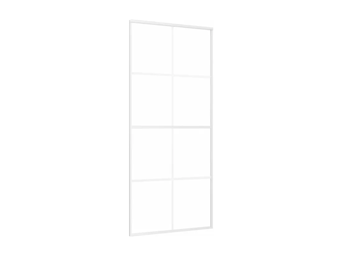 Porte coulissante Verre ESG dépoli et aluminium 90x205 cm Blanc