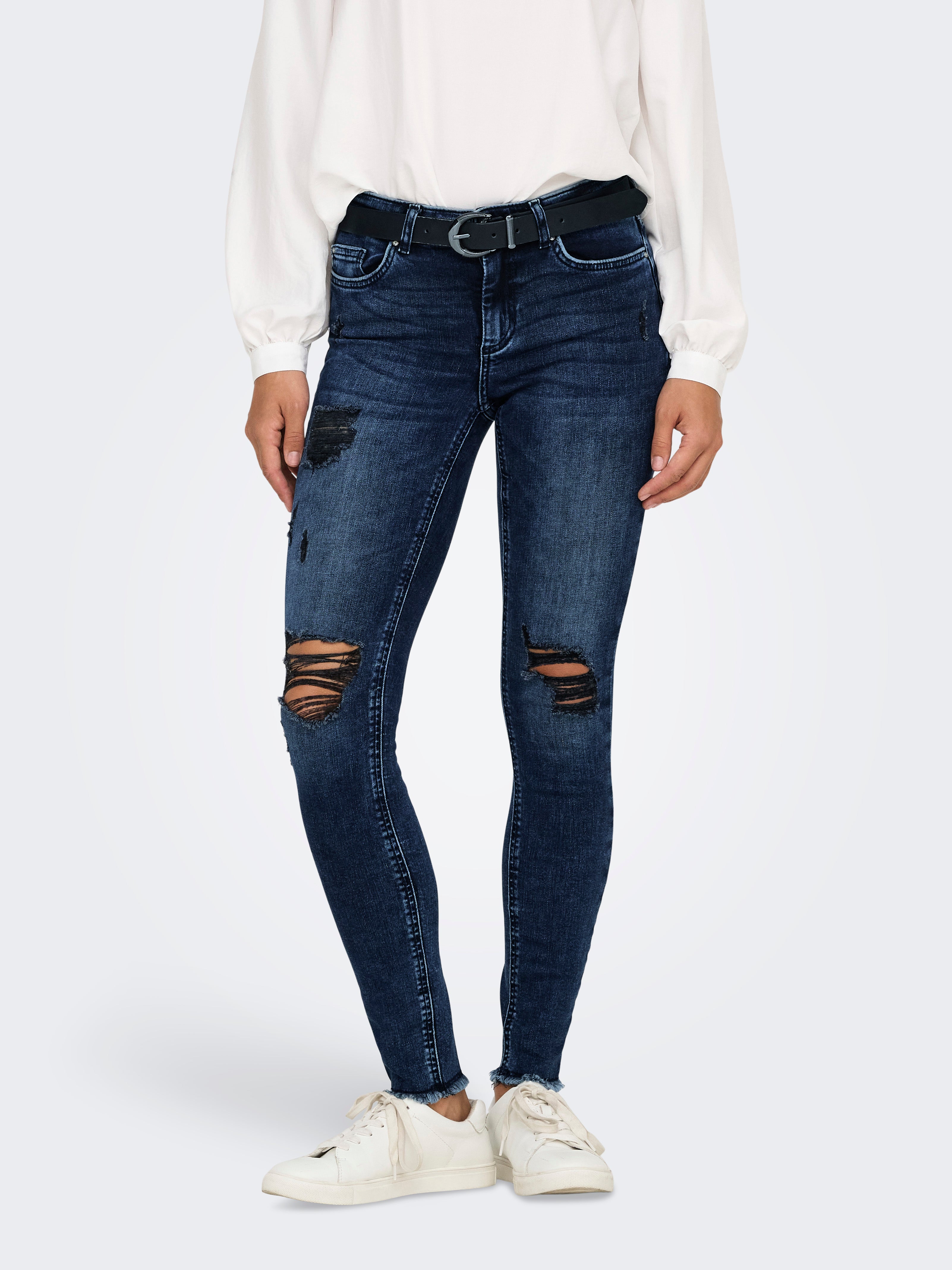 ONLBLUSH Mittlere Taille Skinny Fit Jeans Dark Blue Denim