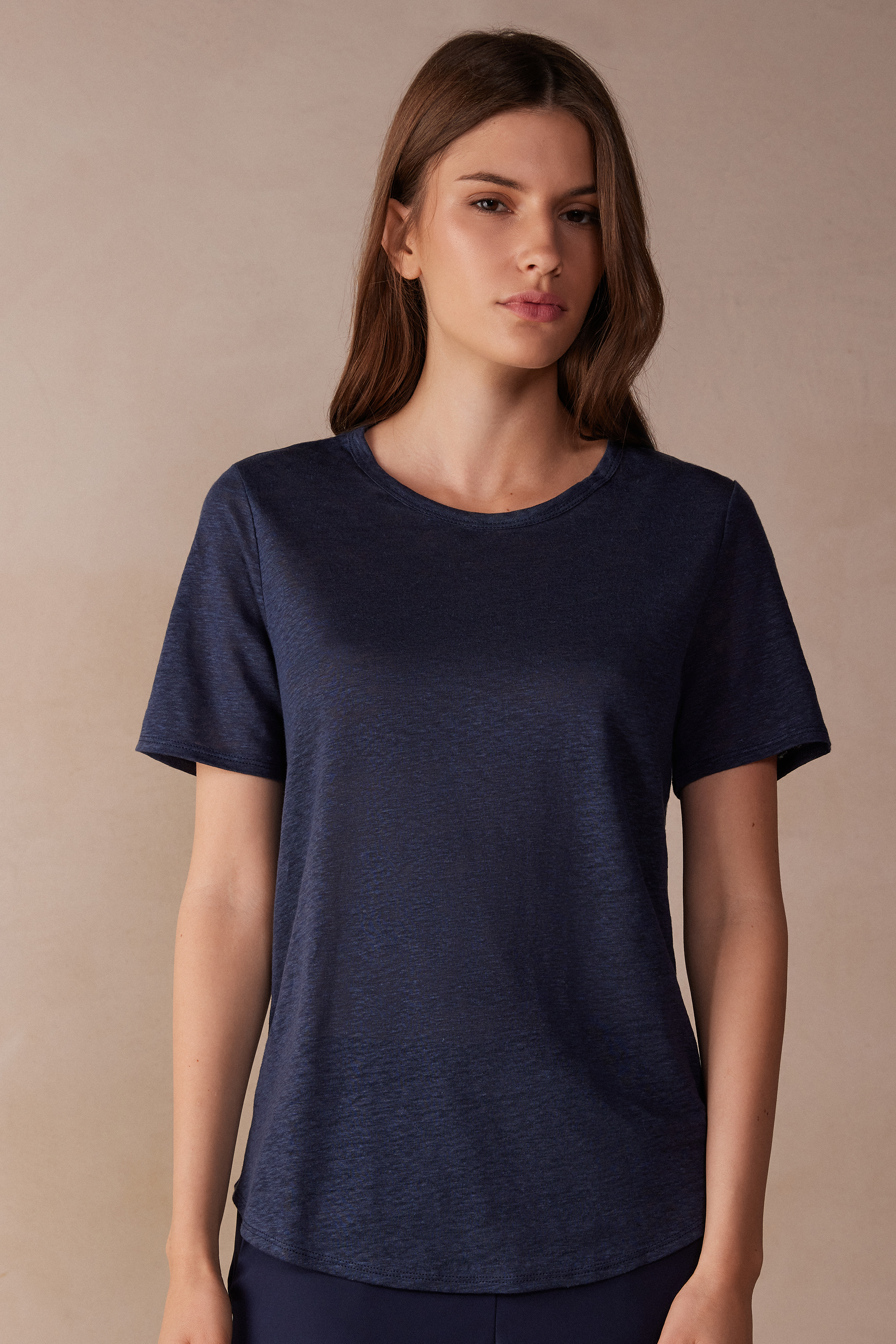 Camiseta de linho de manga curta