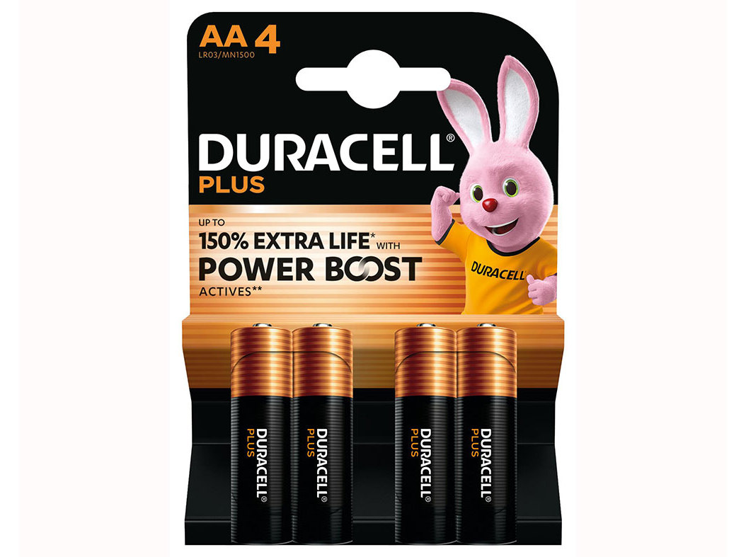 PILHA ALCALINA DURACELL PLUS AA PACK 4 UNIDADES