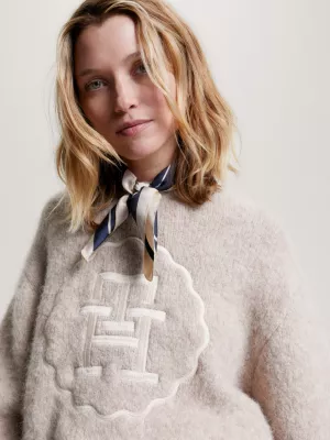 Suéter oversized em alpaca escovada com monograma TH