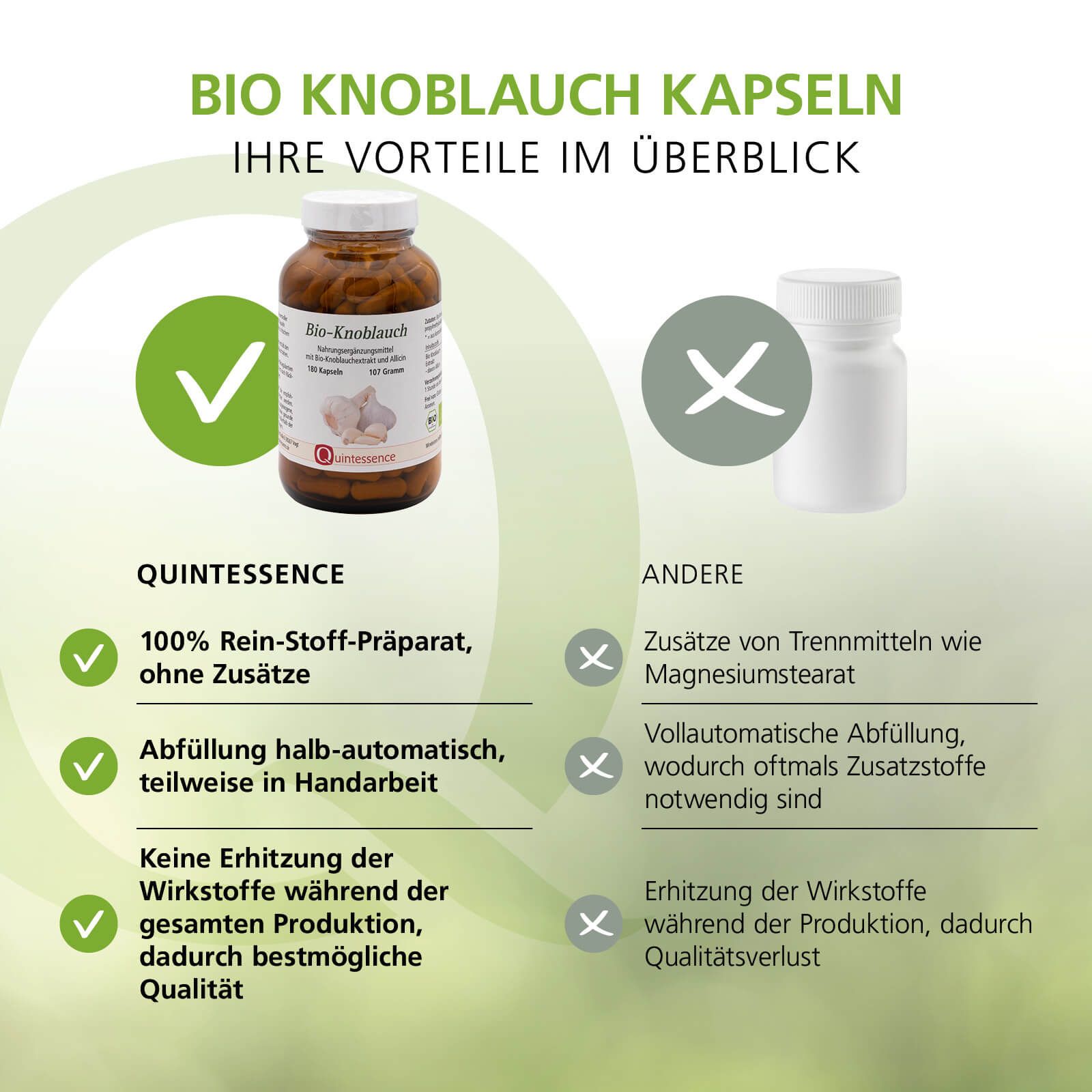Bio-Knoblauch Kapseln in Bioqualität von Quintessence