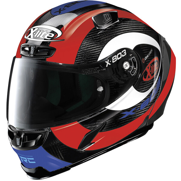 X-lite - Casque X-803 RS Ultra Carbon Hattrick Noir / Rouge / Bleu