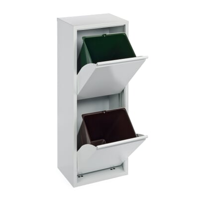 Klappschrank Stahl, 2 Eimer