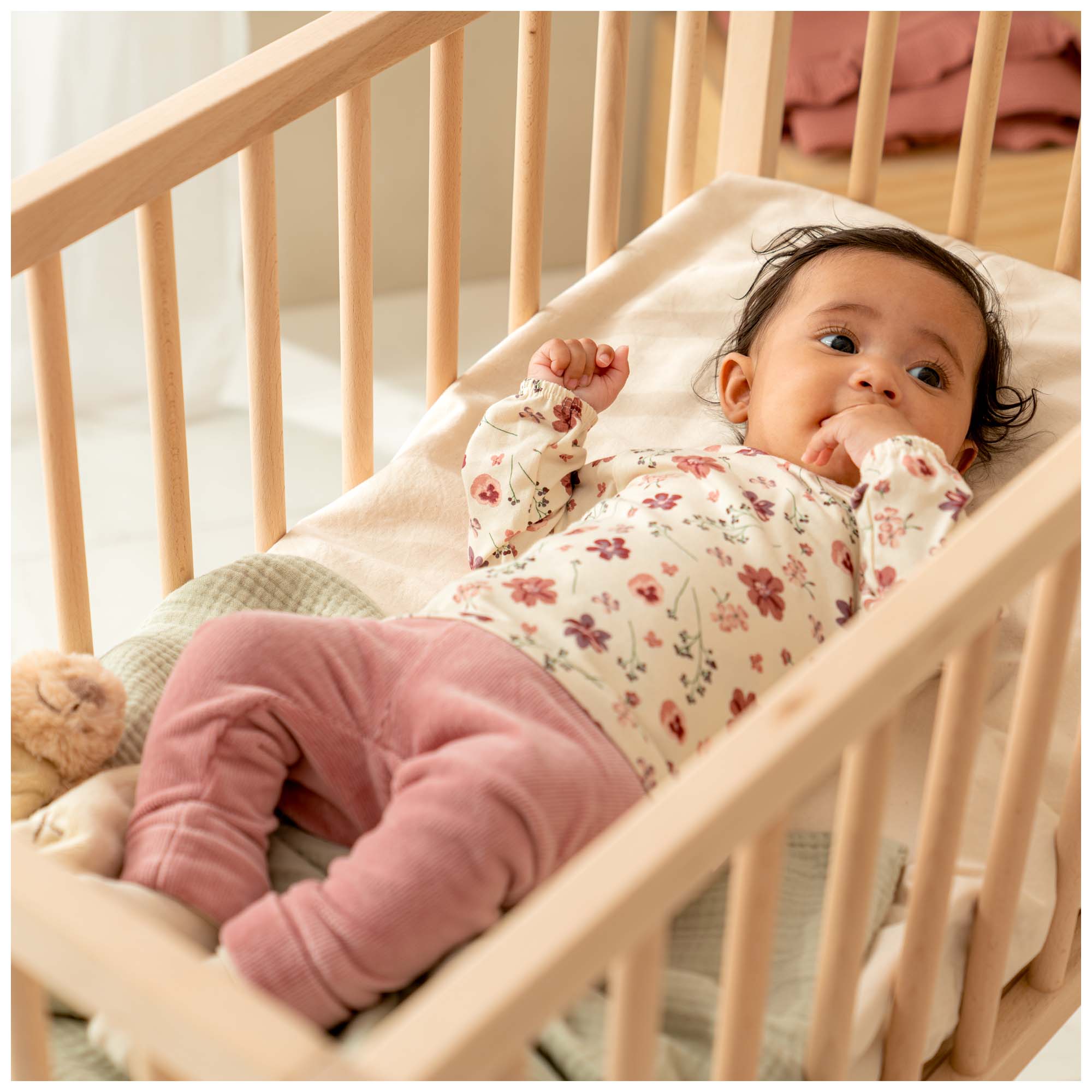 Prénatal newborn broek rib velours  effen roze
