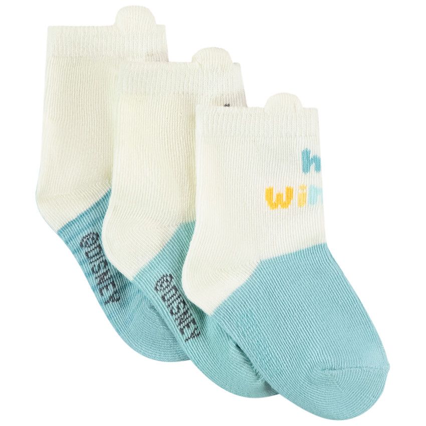 Lot de 3 paires de chaussettes ludiques Winnie Disney pour bébé garçon - Ecru